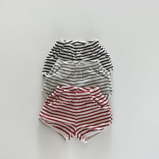 Bonito Stripe Color Lapba Terry Shorts <Red/Charcoal/Grey>*12M~JM(135~140cm)*
