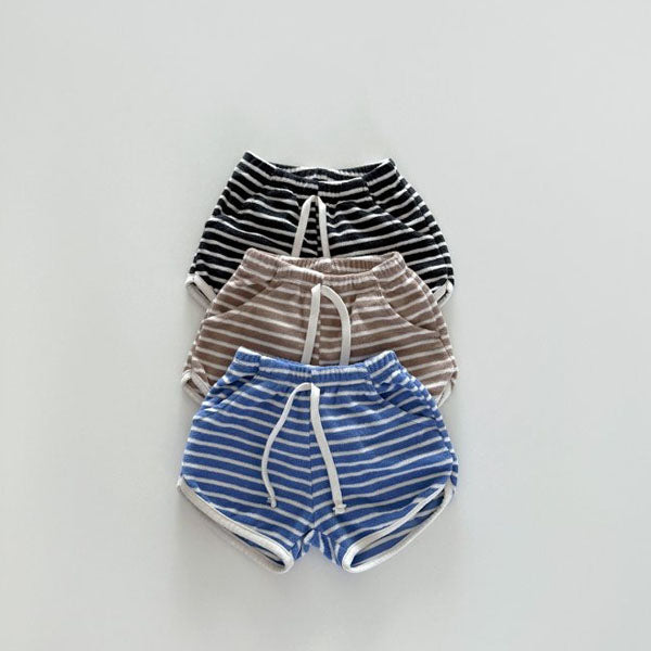 Bonito Stripe Color Terry Shorts <Charcoal/Beige/Blue>*12M~JM(135~140cm)*