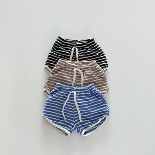 Bonito Stripe Color Terry Shorts <Charcoal/Beige/Blue>*12M~JM(135~140cm)*