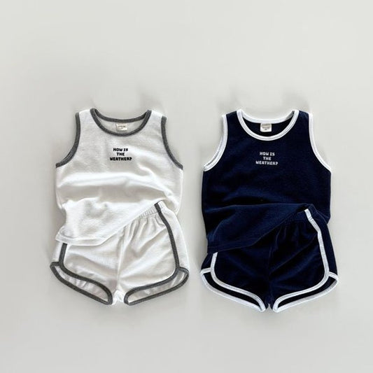 Bonito Weather Terry Sleeveless Set <Ivory/Navy> *12M~JM(135~140cm)*