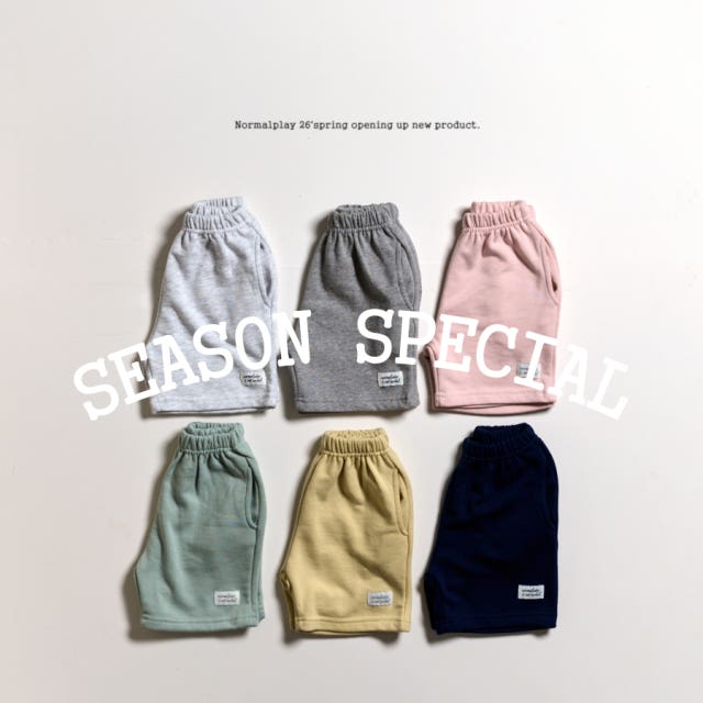 Normal Play Soft Brushed Terry Shorts <White Melange / Yellow / Light Pink / Melange / Mint / Navy> Sizes: 12M ~ JM