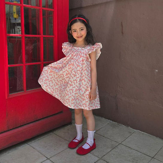 Joyello Ribbon Butterfly Dress <Sky Blue/Red> XS–XXL