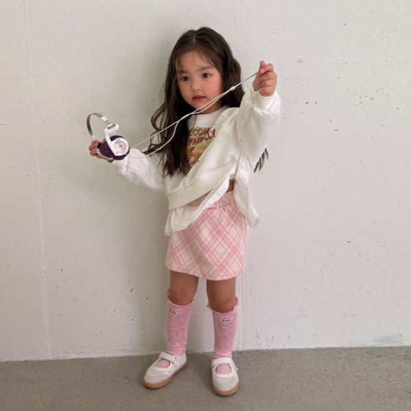 Ellymoly Slash Check Skirt <Pink/Beige/Black> *5–15*