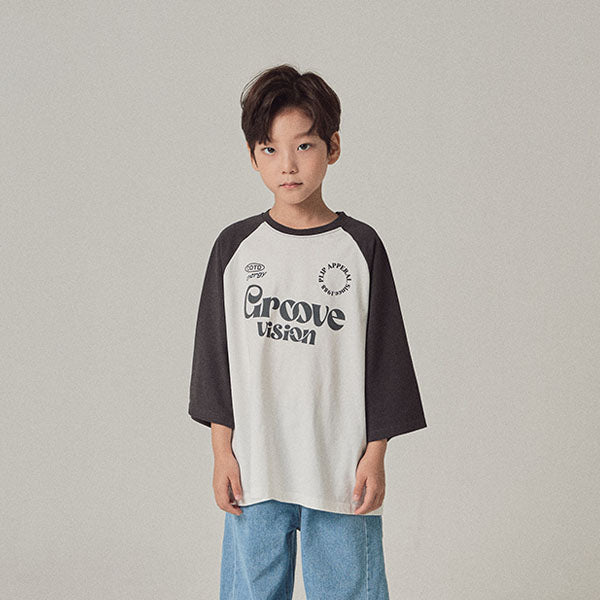 Owen Groove 3/4 Sleeve Tee <Charcoal/Brick> *XS~JL*