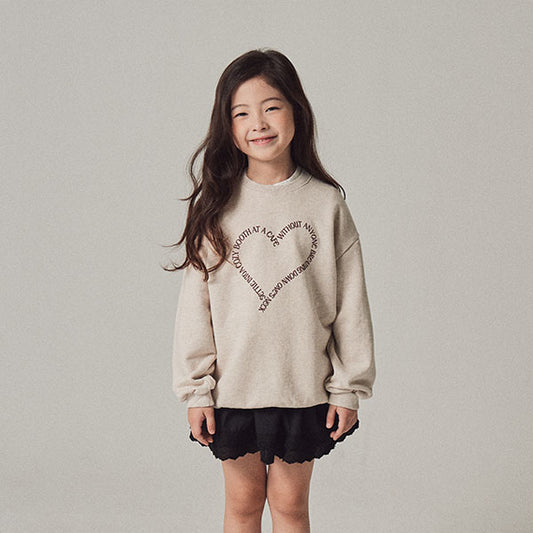 Owen Heart Lettering Sweatshirt <Oatmeal/Carmel> *XS~JL*