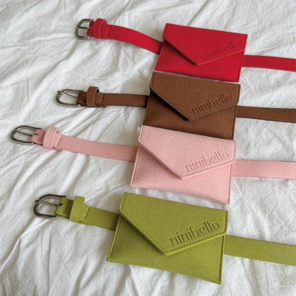 NInibello Suede Belt Bag <Red / Pink / Lime Green / Brown> FREE