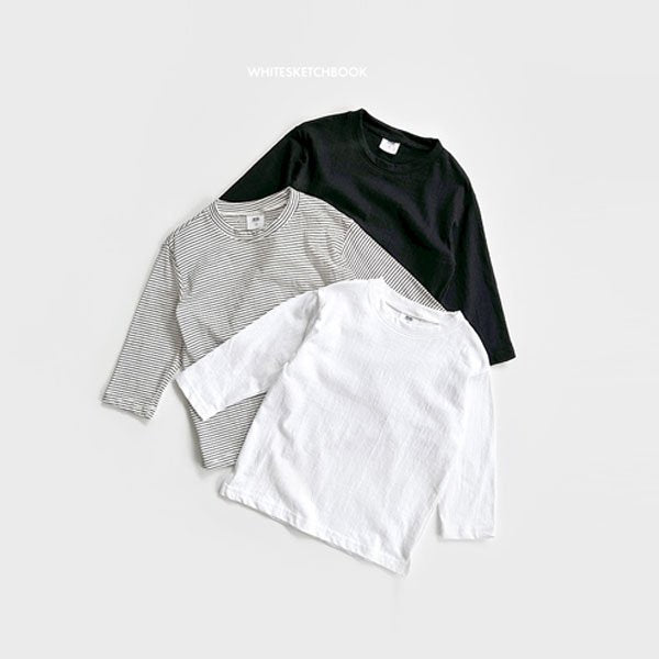 White Sketchbook Layered Long Sleeved Tee <White/Black/ST> *5~17*