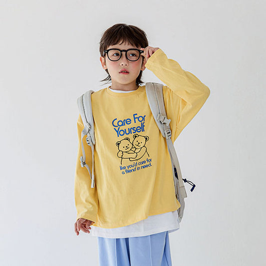 White Sketchbook Hug Bear Tee <Ivory/Yellow> *5~17*