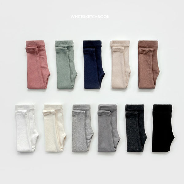 White Sketchbook Talktalk Leggings <Dark Pink/Mint/Ivory/Cream/Beige/Brown/Navy/Sand Gray/Melange/Charcoal/Black> *5~17