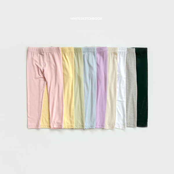 White Sketchbook Color Leggings <Pink/Yellow/Green/Sky/Purple/Cream/Ivory/Melange/Black> *5~17