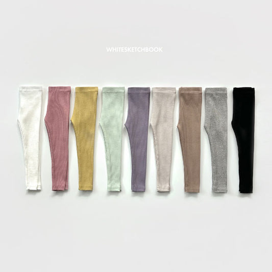 White Sketchbook Ribbed Leggings <Pink/Mustard/Mint/Purple/Ivory/Beige/Brown/Melange/Black> *5~17