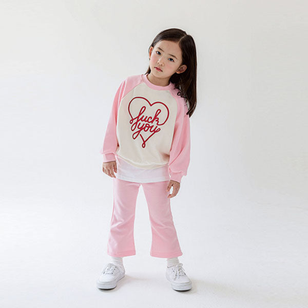 White Sketchbook Heart Bootcut Set <Pink/Black> *5~17