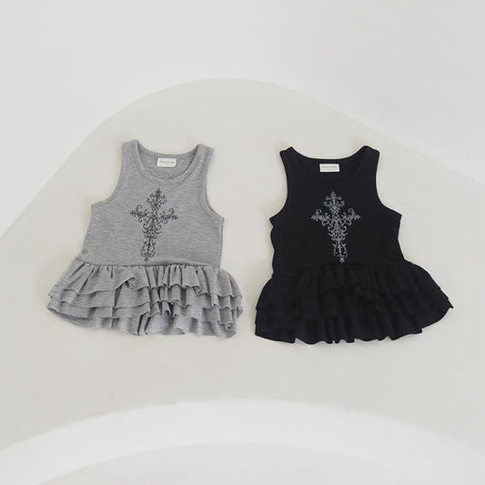 Z'an Clover Layered Mini One-Piece <Melange / Black> *3~19*