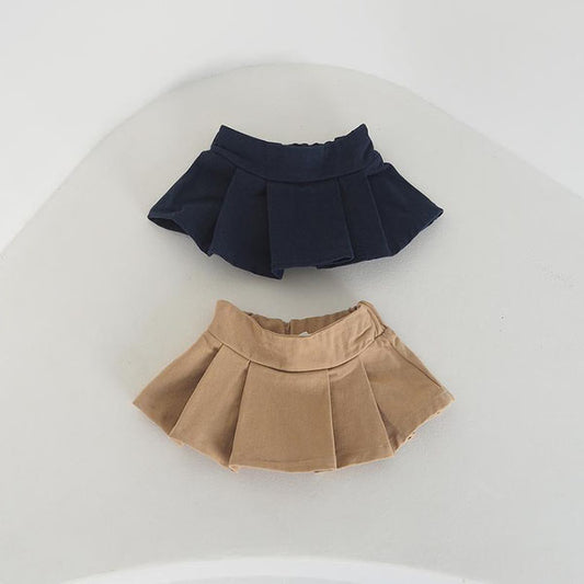 Z'an Clover Micro Big Pleats Skirt (with Inner Shorts) <Navy / Beige> *3~19*