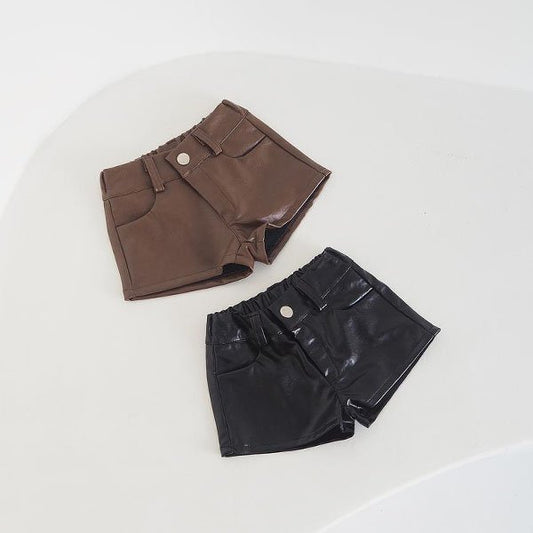 Z'an Clover Autumn Leather Short Pants <Brown / Black> *3~19*