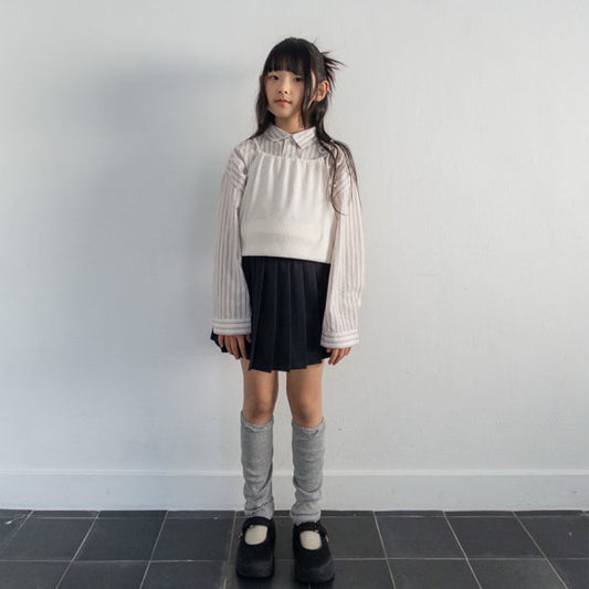 Oahu Glen pleated skirt <Check / Navy> *XS–JXL*