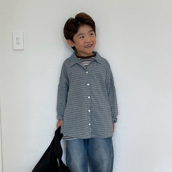 Eyescream Soul Check Shirt <Blue/Brown> *S~JL*