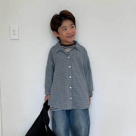Eyescream Soul Check Shirt <Blue/Brown> *S~JL*