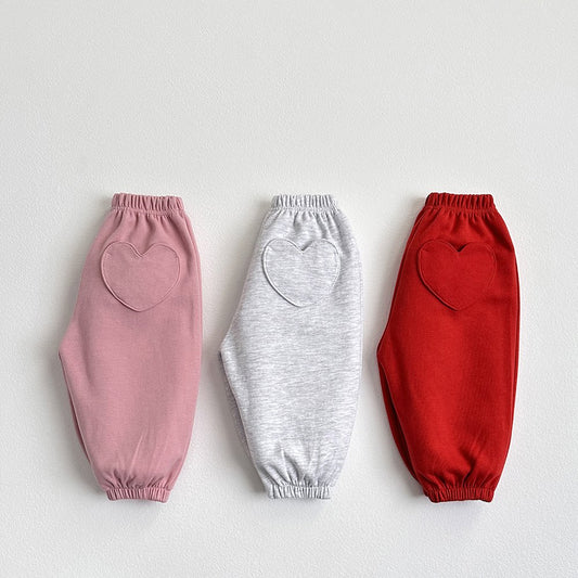 Vivid-I Heart-pocket baggy pants (Light melange / Pink / Red) XS~JM