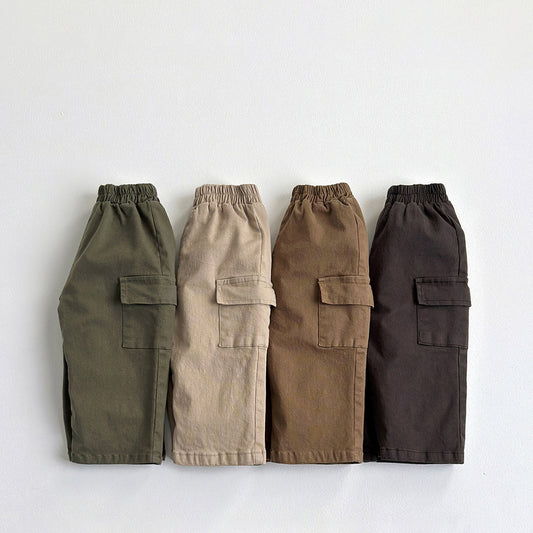 Vivid-I Stretch cargo cotton pants (Dark beige / Light beige / Khaki / Charcoal) XS~JM