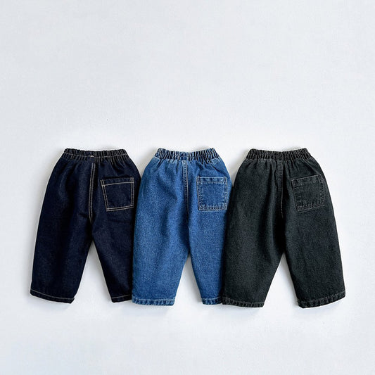 Vivid-I Basic denim jeans (Dark blue / Medium blue / Black) XS~JM