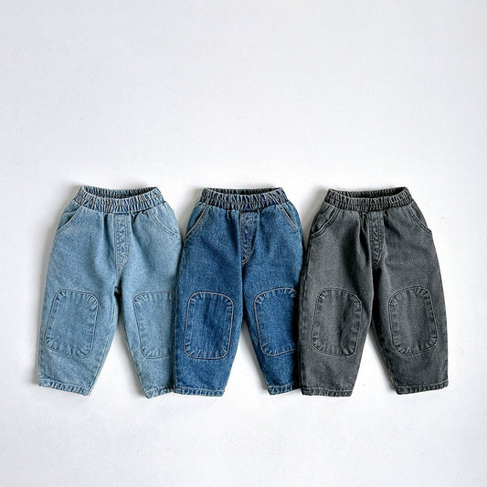 Vivid-I Point bread-patch denim (Grey / Medium blue / Light blue) XS~JM