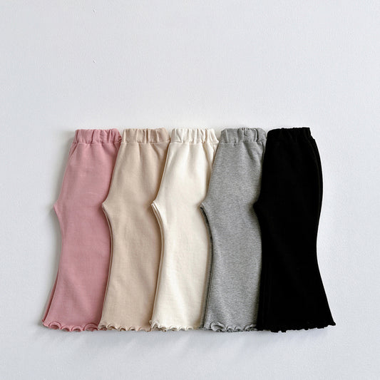 Vivid-I Loose stretch flared pants (Black / Cream / Melange / Beige / Pink) XS~JM