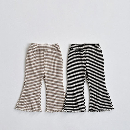 Vivid-I Striped flared pants (Black / Beige) XS~JM