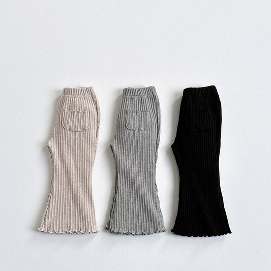 Vivid-I Pocket flared pants (Black / Melange / Oatmeal) XS~JM