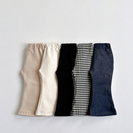 Vivid-I Slit flared pants (Cream / Beige / Black / Blue / Check) XS~JM