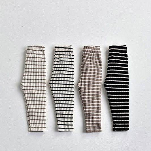 Vivid-I Ribbed striped leggings (Black with cream stripes / Mocha with cream stripes / Cream with black stripes / Cream with mocha stripes) XS~JM
