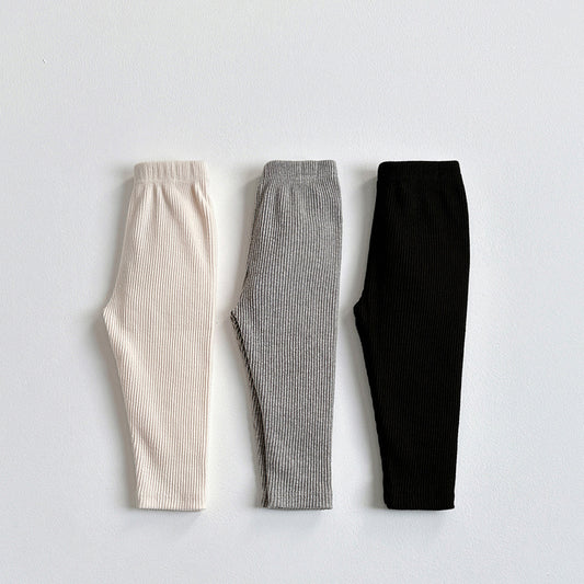 Vivid-I Fall ribbed leggings (Black / Cream / Melange) XS~JM