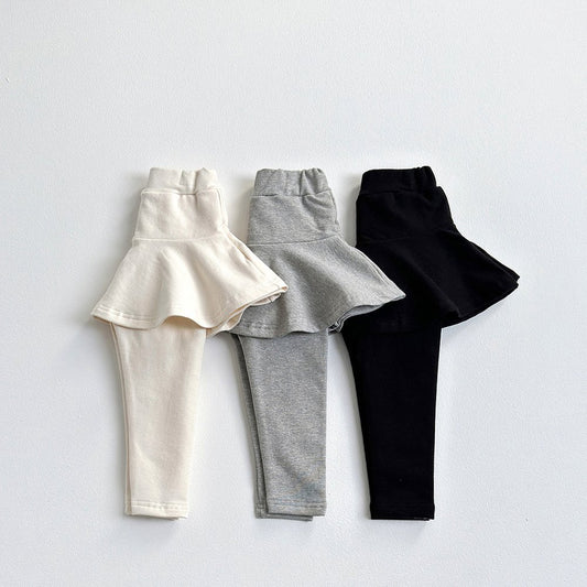 Vivid-I Fall leggings-skirt (Black / Cream / Melange) XS~JM