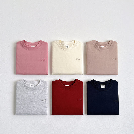 Vivid-I Oui T-shirt (Cream / Light melange / Pink / Wine / Beige / Navy) XS~JM