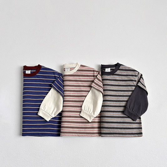 Vivid-I Two Layered Tee <Blue / Beige / Melange> XS~JM