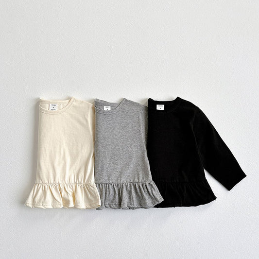 Vivid-I Frill Short Tee <Cream / Melange / Black> XS~JM