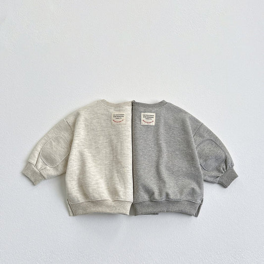 Vivid-I Label Rice Cake Sweatshirt <Melange Gray / Oatmeal> XS~JM