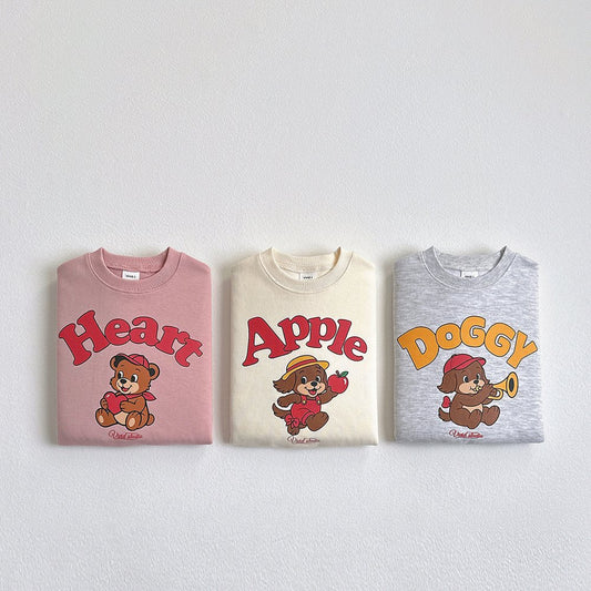 Vivid-I Autumn Pop Art Sweatshirt <Cream / Pink / Light Melange Gray> XS~JM