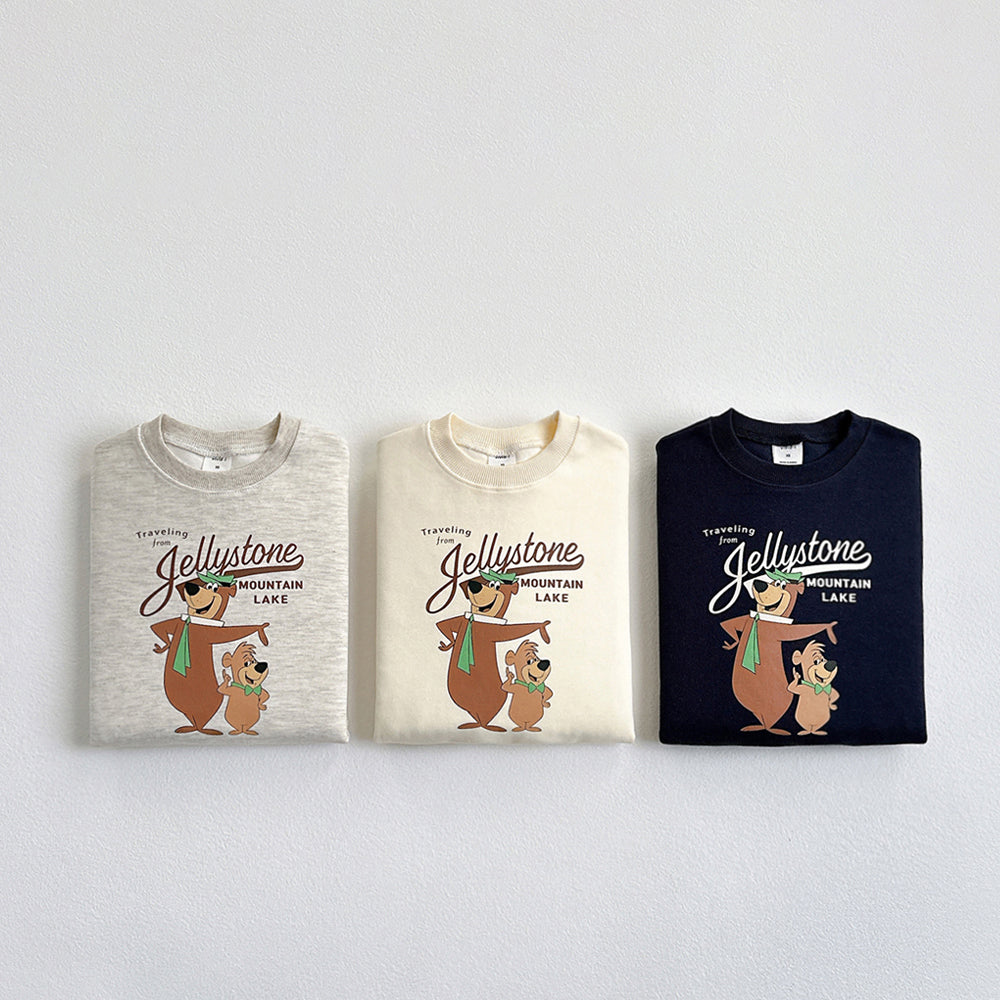 Vivid-I Travel Bear Sweatshirt <Oatmeal / Cream / Navy> XS~JM