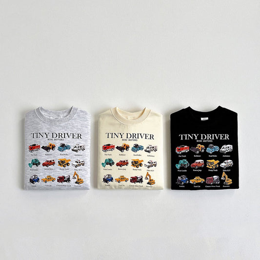 Vivid-I Toy Car Sweatshirt <Black / Light Melange Gray / Cream> XS~JM
