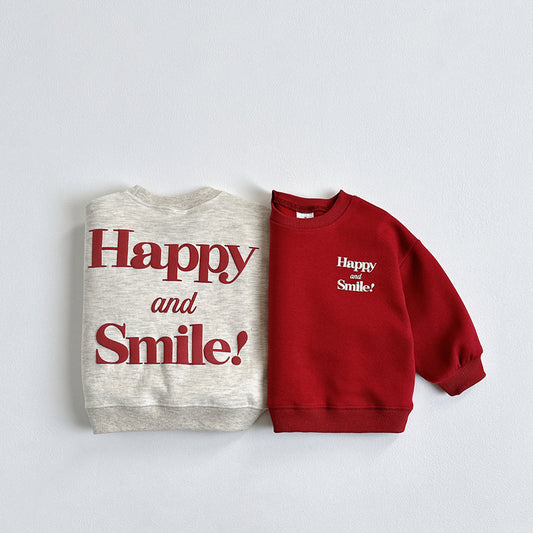 Vivid-I Happy 3D Sweatshirt <Oatmeal / Red> XS~JM