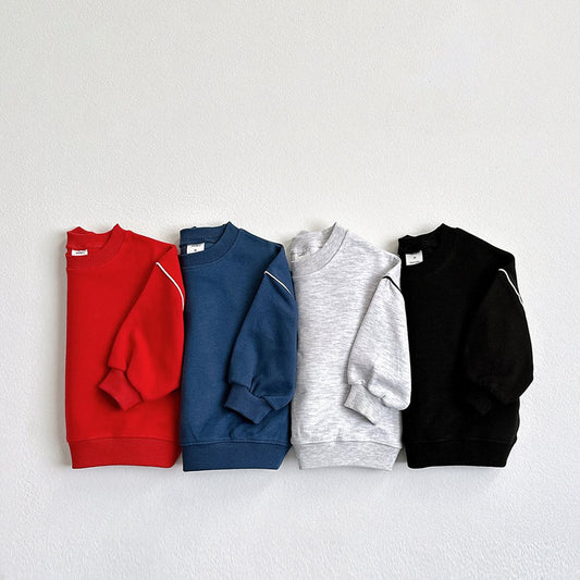 Vivid-I Piping Line Sweatshirt <Black / Red / Blue / Light Melange Gray> XS~JM