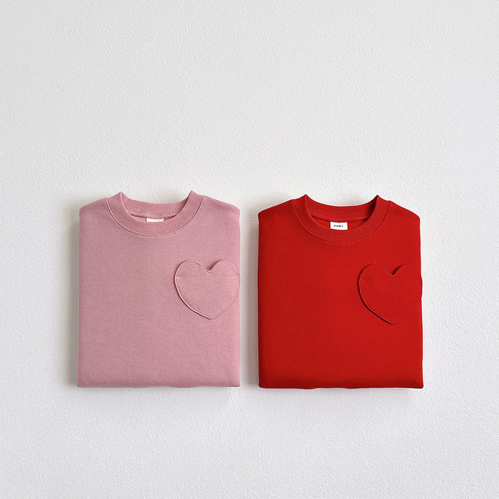 Vivid-I Heart Pocket Sweatshirt <pink/red> XS~JM
