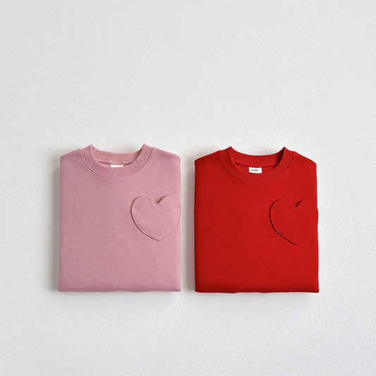 Vivid-I Heart Pocket Sweatshirt <pink/red> XS~JM