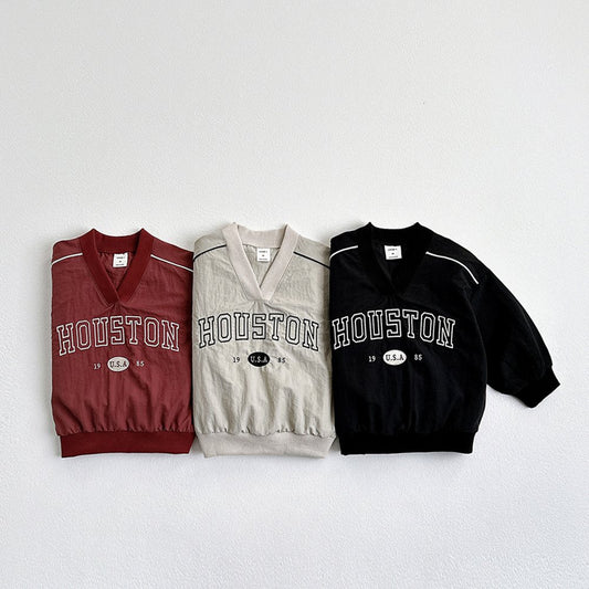 Vivid-I Houston Crinkle Sweatshirt <Beige/Wine/Black> XS~JM