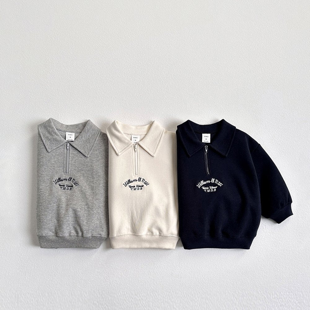 Vivid-I Embroidered Anorak Sweatshirt <Cream/Melange/Navy> XS~JM