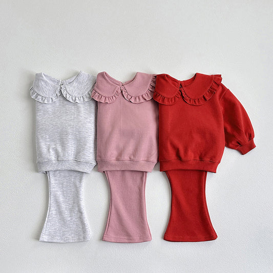 Vivid-I Round Collar Long Sleeve Set <Red/Pink/White Melange> XS~JM