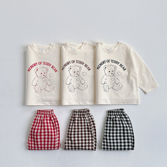 Vivid-I Bear Check Set <Red/Brown/Black> XS~JM