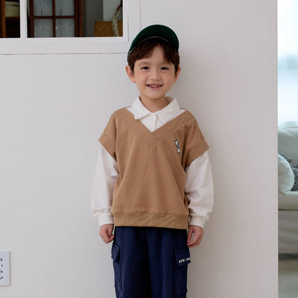 Ccomma.J Campus Sweatshirt <Navy/Beige> *S~2XL*