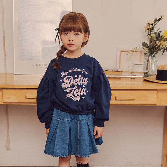 Murmure Delta Cropped Sweatshirt <Navy> *XS~XL*